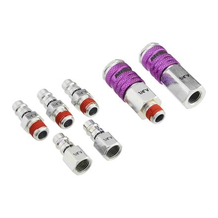 High-Flow V-Style Steel Coupler Connector Kit, 7-Piece