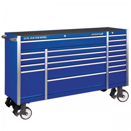 72 in. x 22 In. Triple Bank Roller Cabinet, Blue