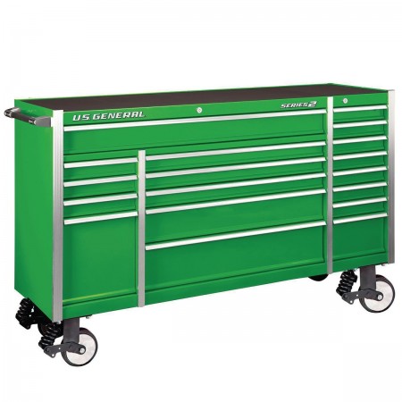 72 in. x 22 In. Triple Bank Roller Cabinet, Green