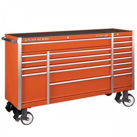 72 in. x 22 In. Triple Bank Roller Cabinet, Orange