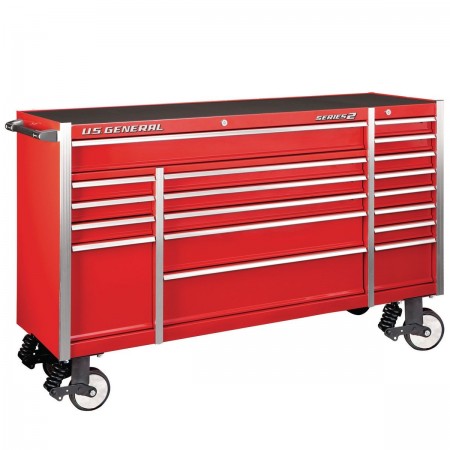 72 in. x 22 In. Triple Bank Roller Cabinet, Red