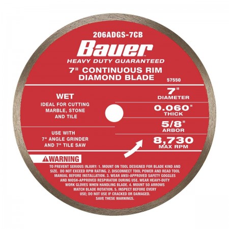 7 in. Continuous Rim Wet or Dry Cut Diamond Blade