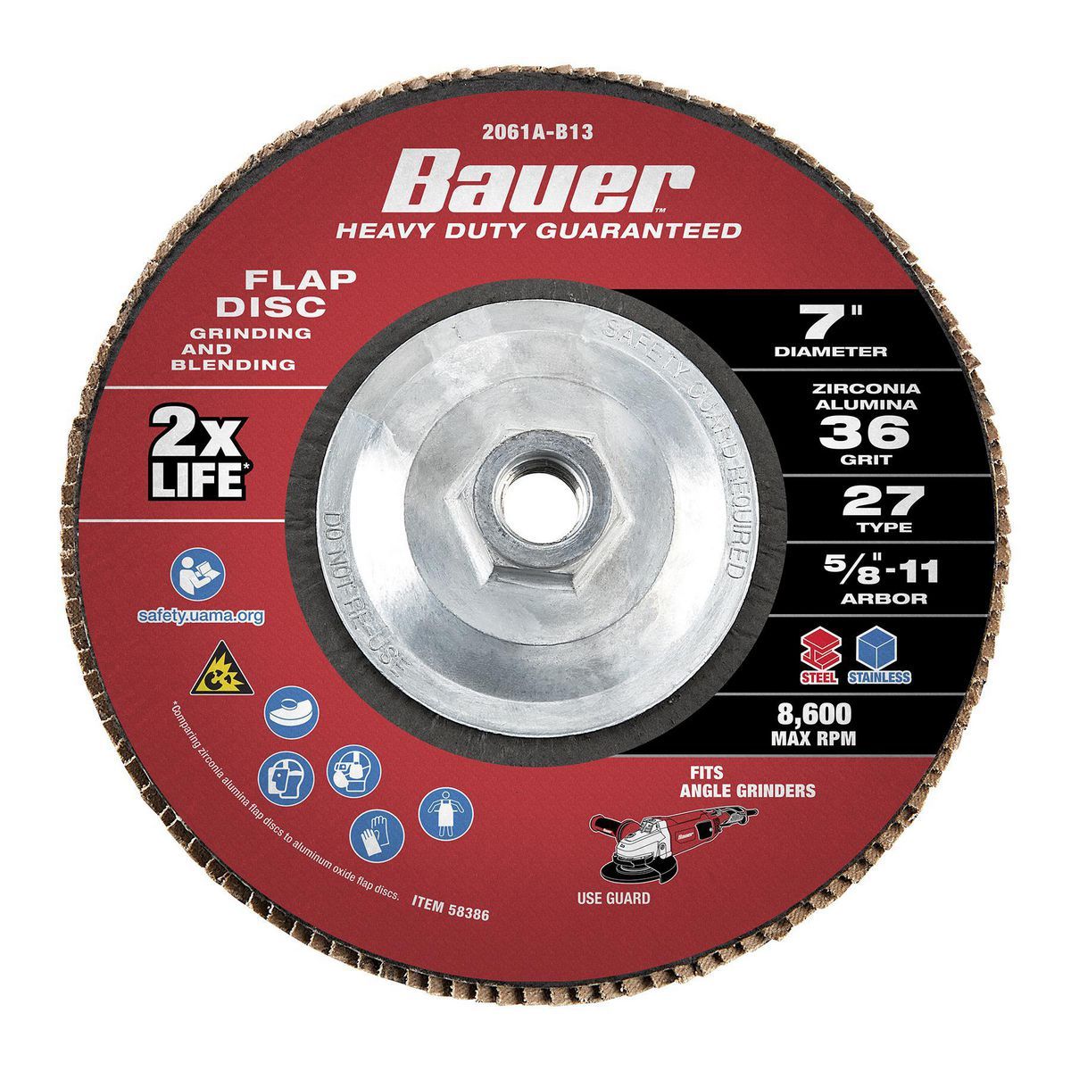 7 in. x 5/8 in.-11 36-Grit Type 27 Flap Disc with Plastic Backing and Zirconia Grain