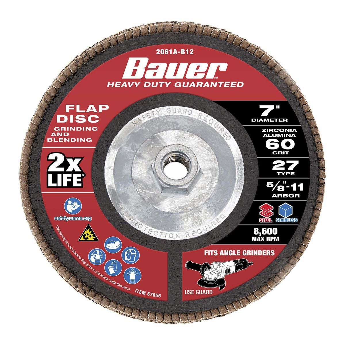 7 in. x 5/8 in.-11 60-Grit Type 27 Flap Disc with Plastic Backing and Zirconia Grain