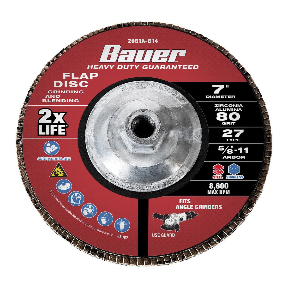 7 in. x 5/8 in.-11 80-Grit Type 27 Flap Disc with Plastic Backing and Zirconia Grain