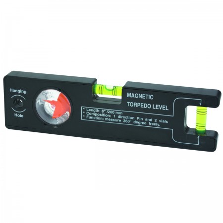 8 In. Magnetic Torpedo Level with Angle Finder