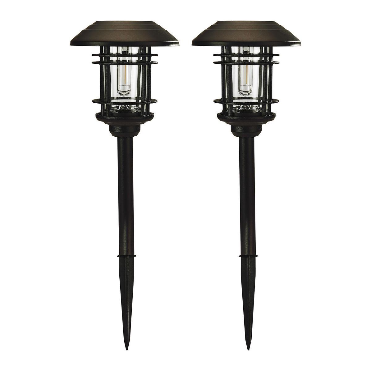 8 Lumen 19 in. Solar LED Bronze Finish Glass Pathway Lights, 2 Pack