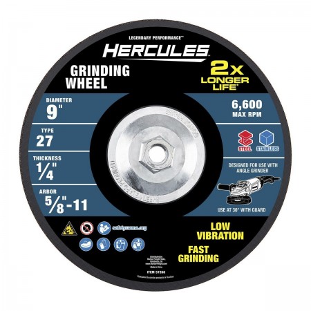 9 in. x 1/4 in. x 5/8-11 in. Type T27 Metal Grinding Wheel