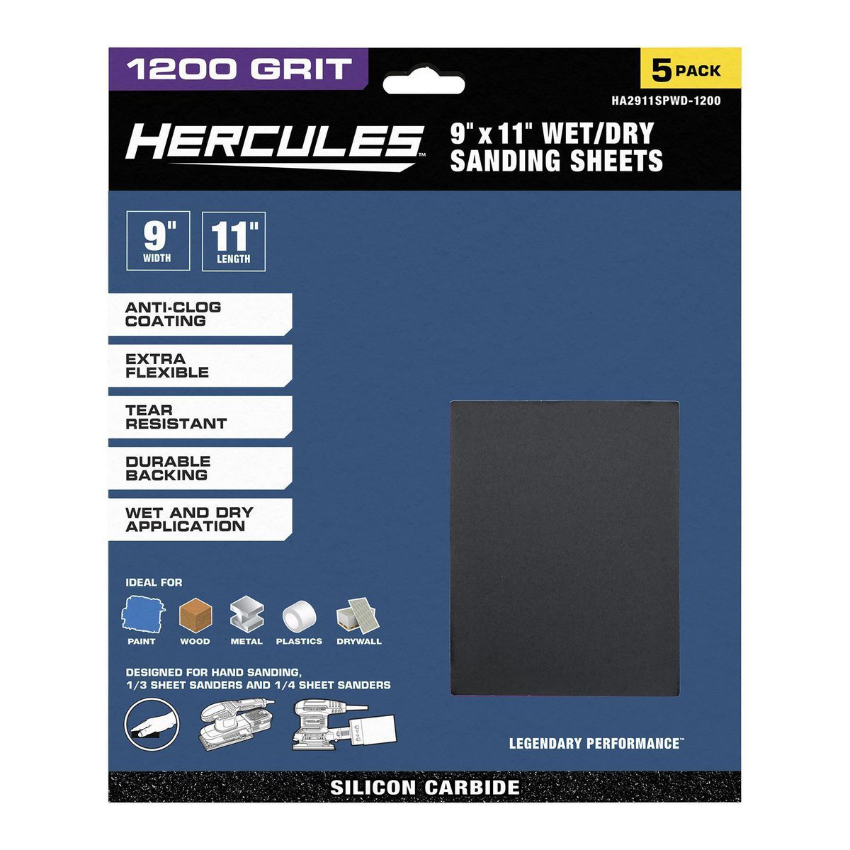 9 in. x 11 in. 1200 Grit Wet/Dry Sanding Sheets with Aluminum oxide Grain, 5-Pack