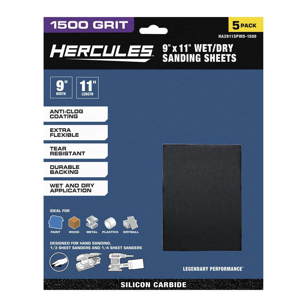 9 in. x 11 in. 1500 Grit Wet/Dry Sanding Sheets with Aluminum oxide Grain, 5-Pack