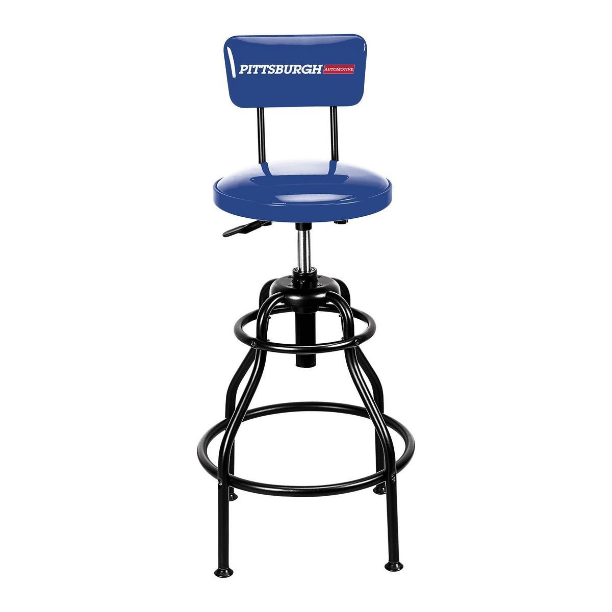 Adjustable Shop Stool with Backrest, Blue