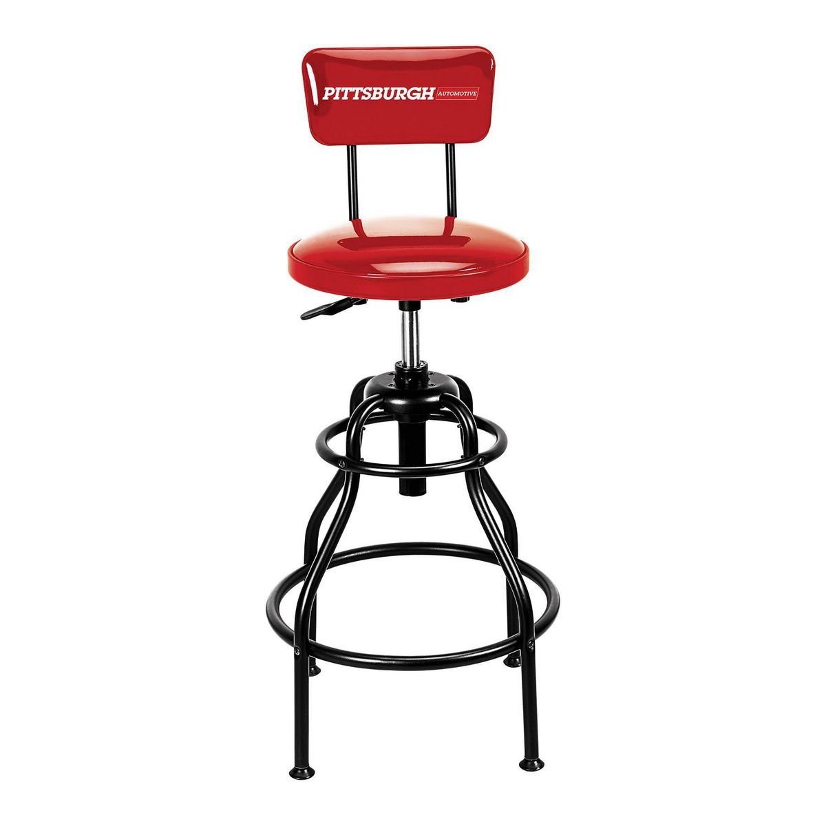 Adjustable Shop Stool with Backrest, Red