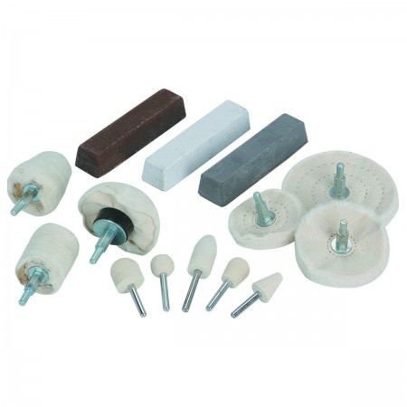 Assorted Aluminum Polishing Kit with 1/4 In. Shank, 14 Pc.