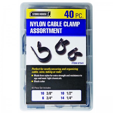 Black Nylon Cable Clamp Set, 40 Pc.