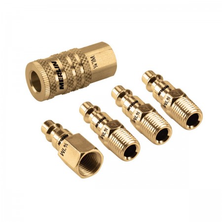 Brass Industrial Coupler Connector Set, 5 Pc.