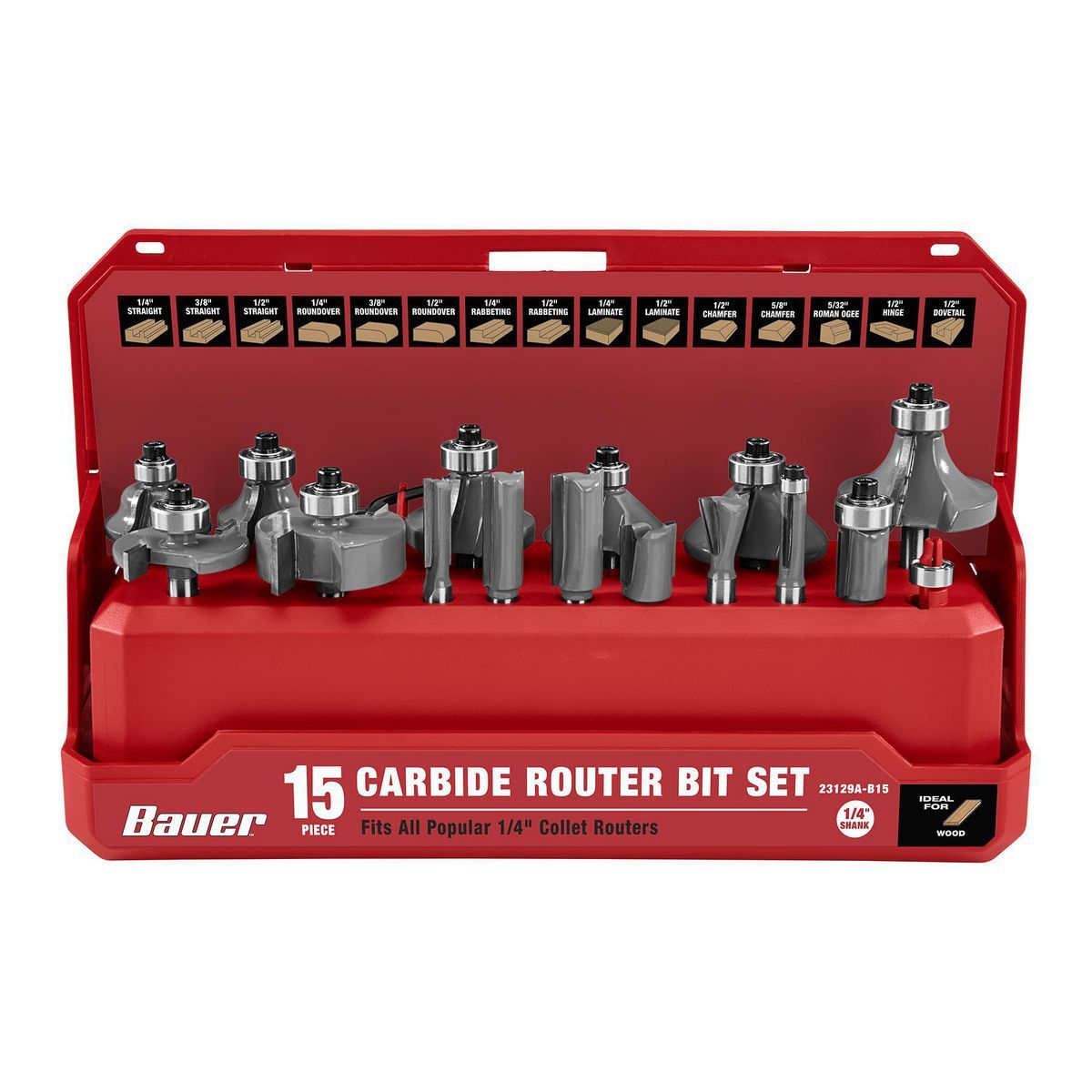 Carbide Router Bit Set, 15-Piece