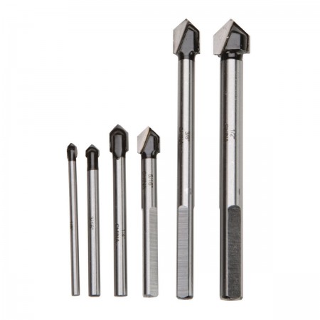 Carbide Tip Glass and Tile Cutting Drill Bit Set, 6 Pc.