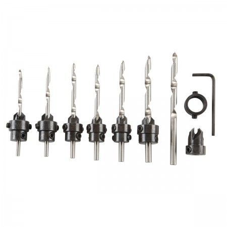Carbon Steel Tapered Drill Bit and Countersink Set, 22 Pc.