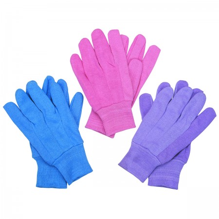 Cotton Canvas Gardening Gloves with PVC Dots, 3 Pr.