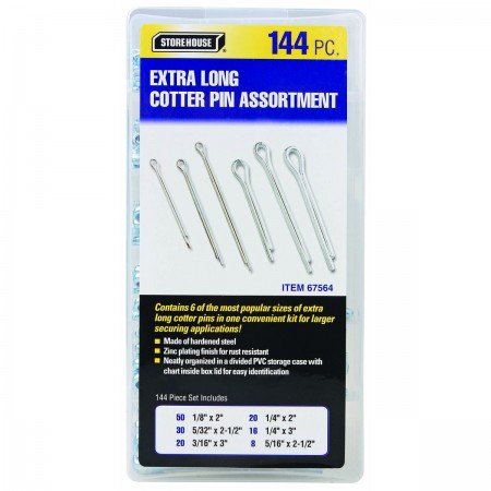 Extra Long Cotter Pin Assortment, 144 Pc.