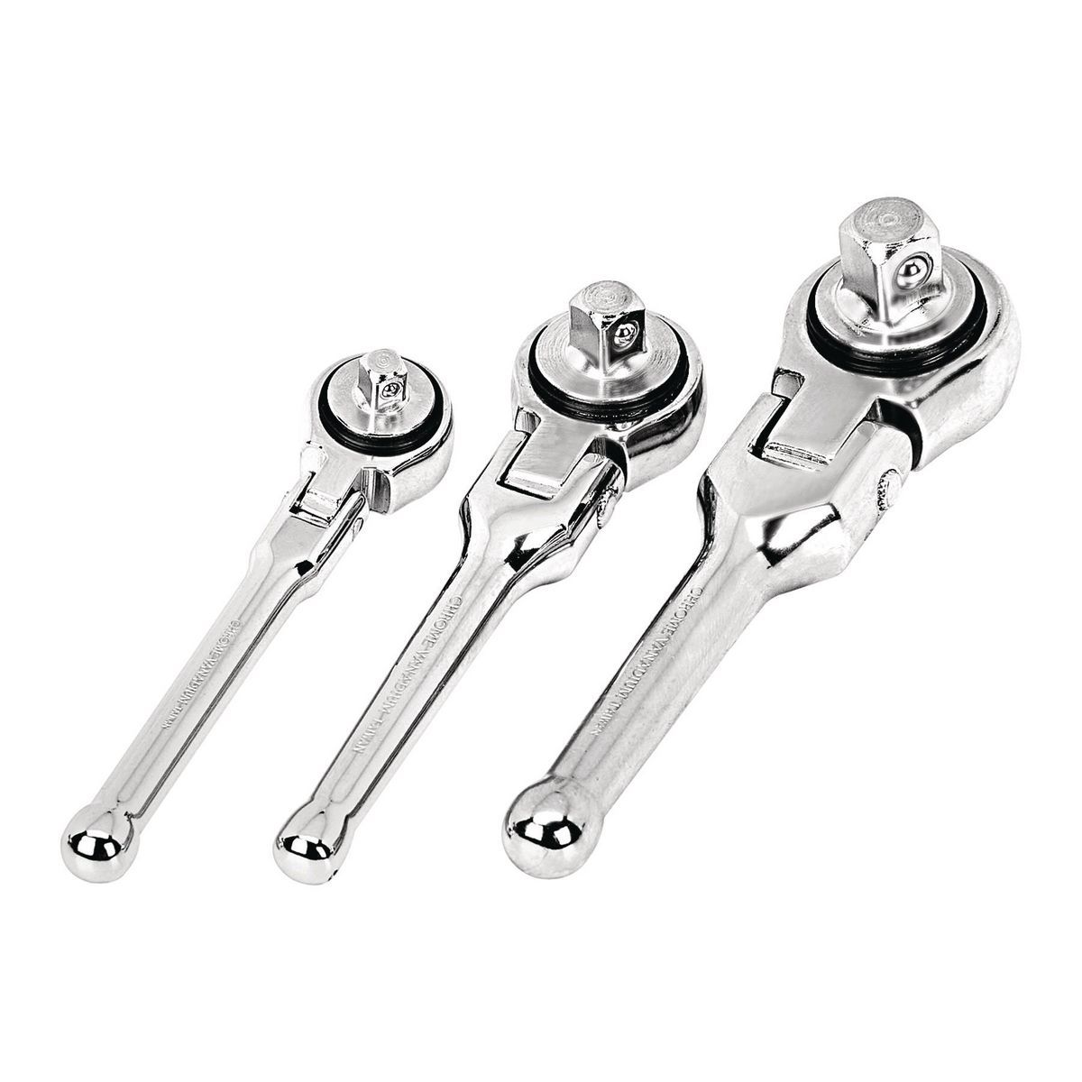 Flex Head Stubby Ratchet Set, 3 Piece