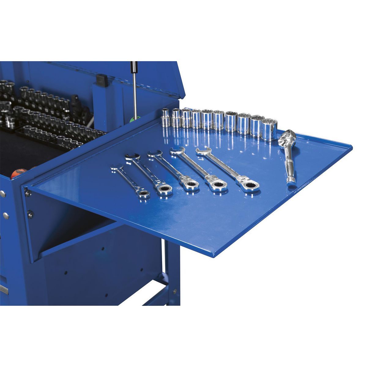 Folding Side Tray for Tool Carts, Blue