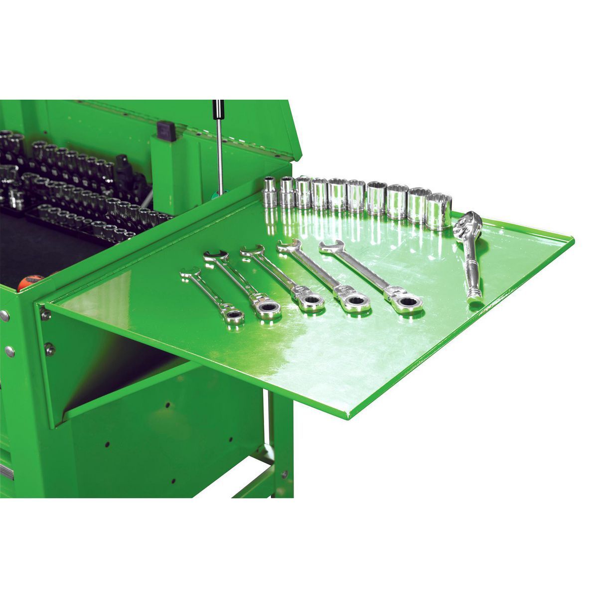 Folding Side Tray for Tool Carts, Green