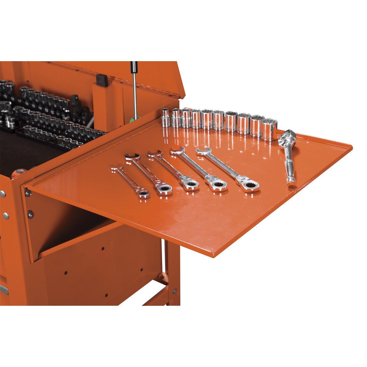 Folding Side Tray for Tool Carts, Orange