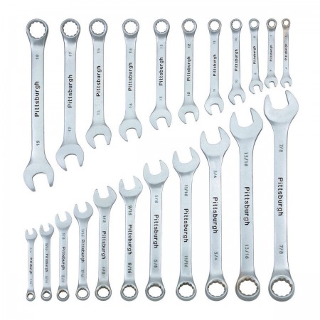 Fully Polished SAE & Metric Combination Wrench Set, 22 Pc.