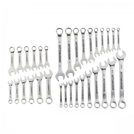 Fully Polished SAE & Metric Combination Wrench Set, 32 Pc.