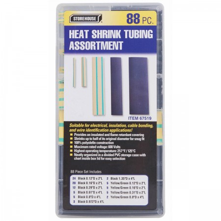 Heat Shrink Tubing Assortment with Case, 88 Pc.