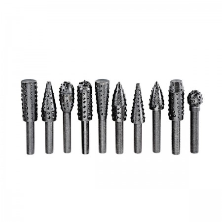 WARRIOR High Carbon Steel Rotary Rasp Set, 10 Piece