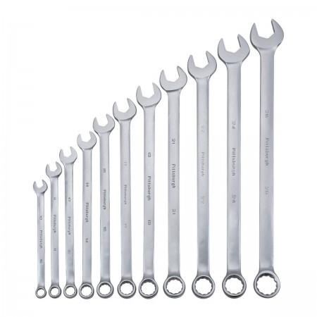 Long Handle Metric Combination Wrench Set, 11 Pc.