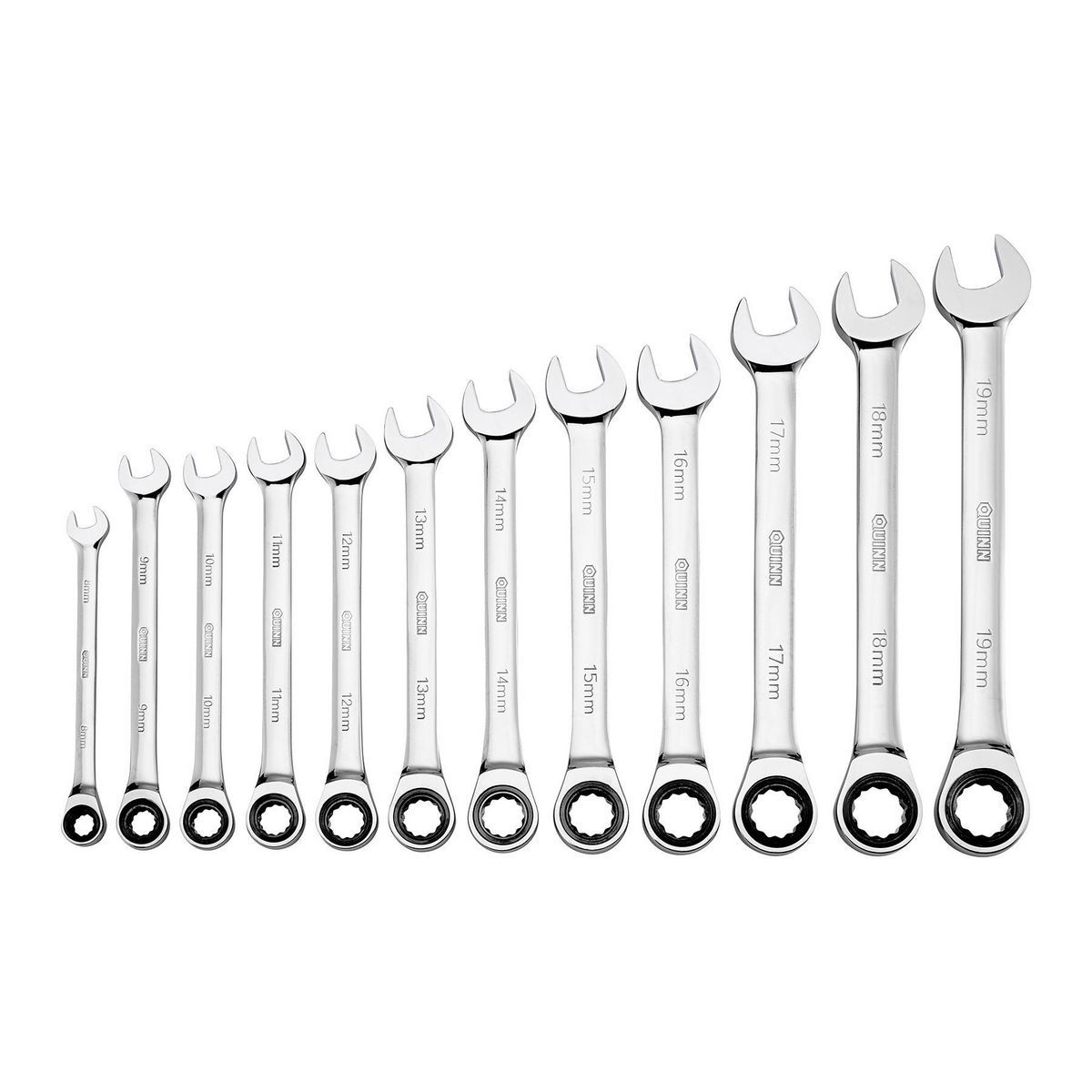 Metric 100 Tooth Combination Ratchet Wrench Set, 12 Piece