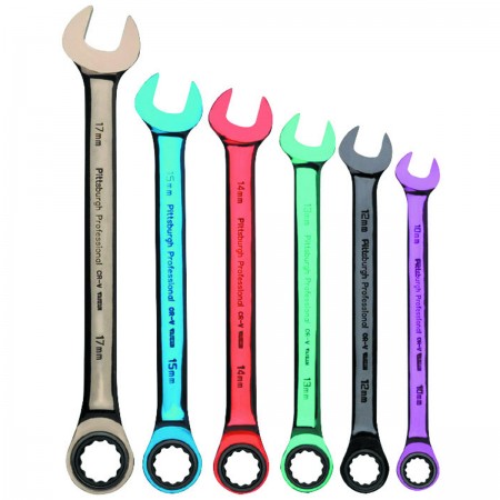 Color Metric Ratcheting Combination Wrench Set, 6 Piece