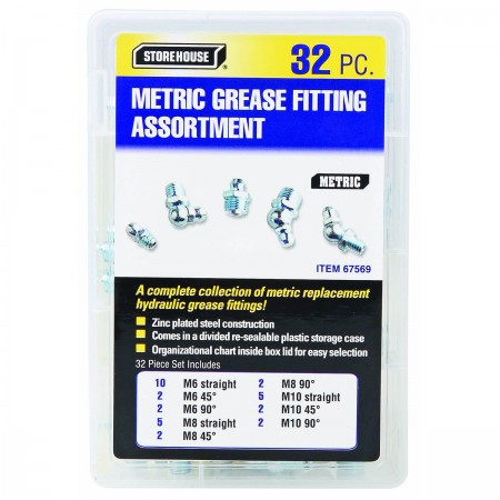 Metric Grease Fitting Assortment, 32 Pc.