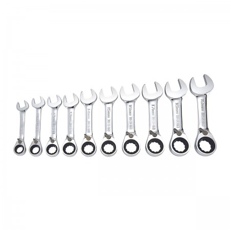 Metric Professional Stubby Ratcheting Combination Wrench Set, 10 Pc.
