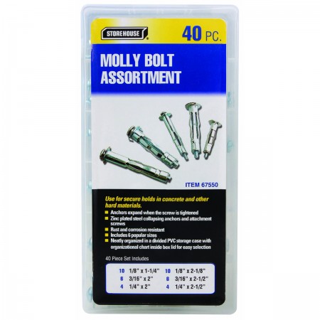 Molly Bolt Assortment, 40 Pc.