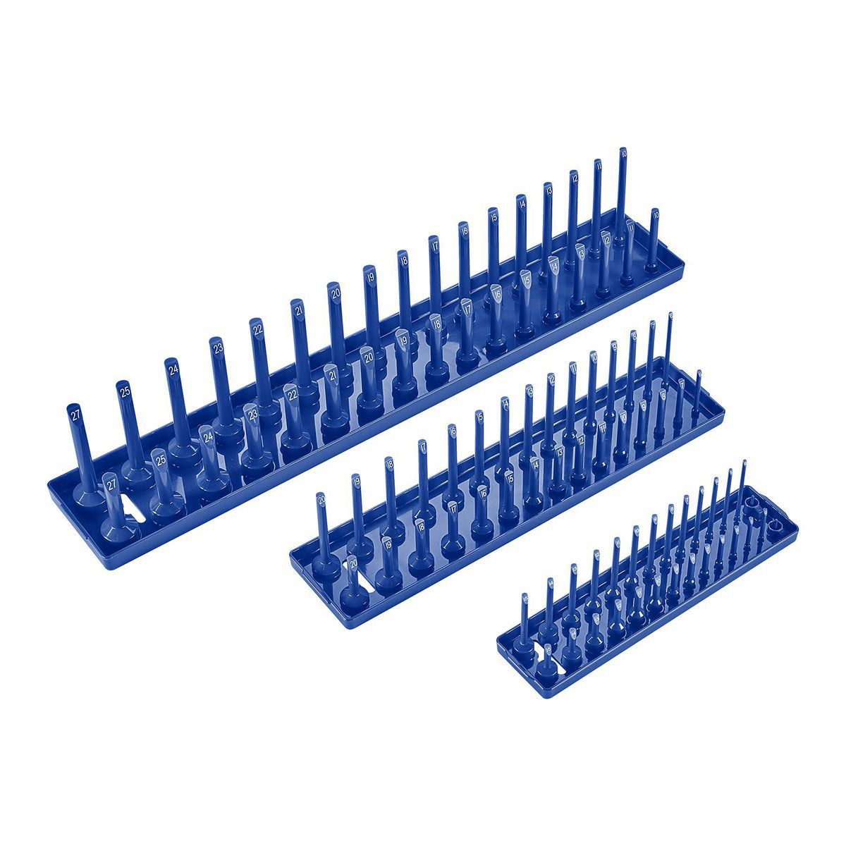Peg-Type Metric Socket Tray, 3 Pc., Blue