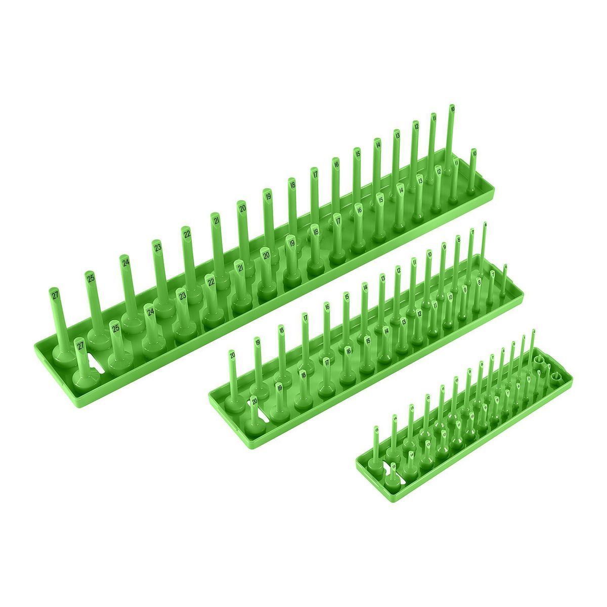 Peg-Type Metric Socket Tray, 3 Pc., Green