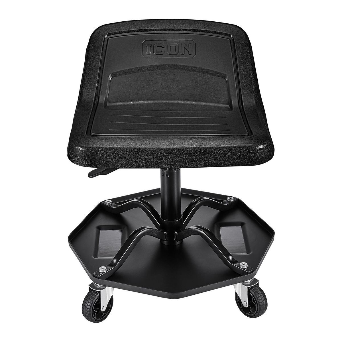 Professional Adjustable Shop Seat with Tool Storage, Black