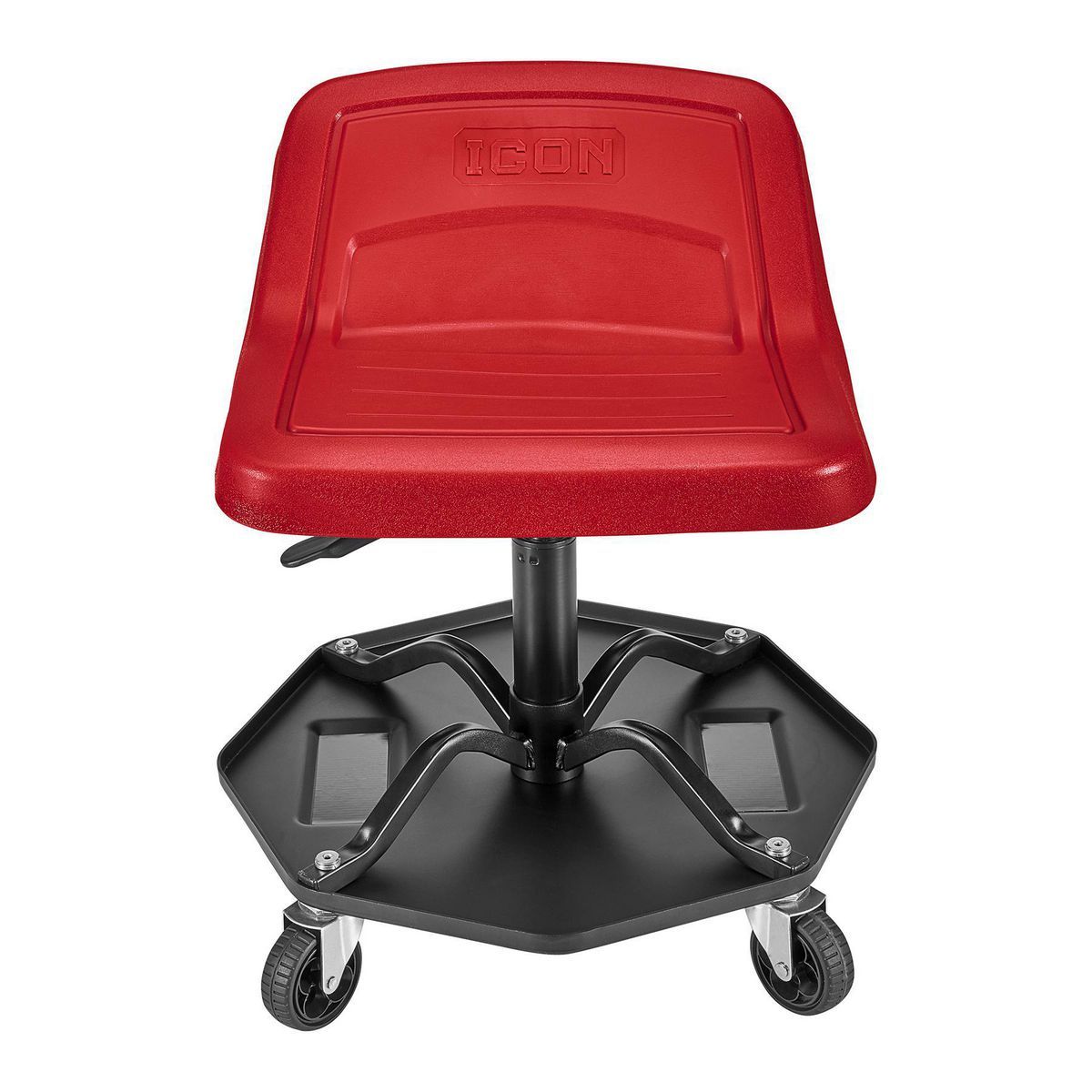 Professional Adjustable Shop Seat with Tool Storage, Red