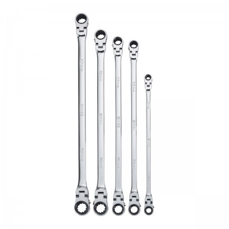 Professional Double Box Flex Ratcheting Wrench, 5  Pc.