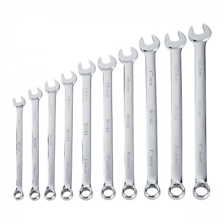 Professional Long Metric Combination Wrench Set, 10  Pc.