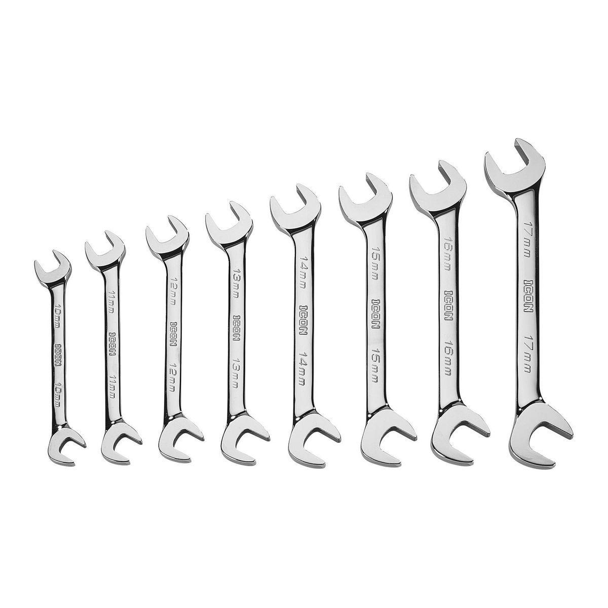 Professional Metric Angled Open End Wrench Set, 8-Piece