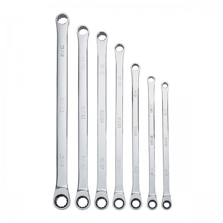 Professional SAE Double Box Ratcheting Wrench, 7 Pc.