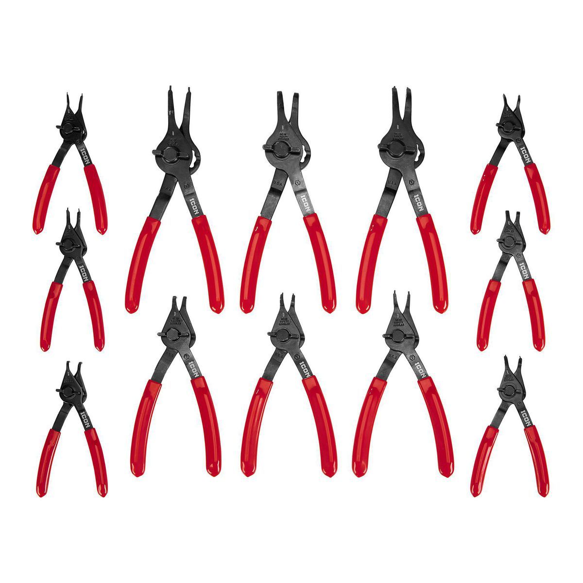 Quarter Turn Convertible Retaining Ring Pliers Set, 12-Piece