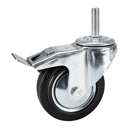 Rubber 4 in. Swivel Caster with Brake