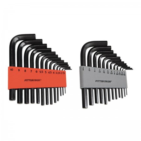 SAE & Metric Hex Key Set, 25 Pc.