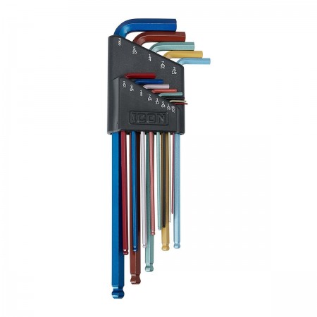 SAE Color Coded L-Shape Ball End Hex Key Set, 13 Pc.